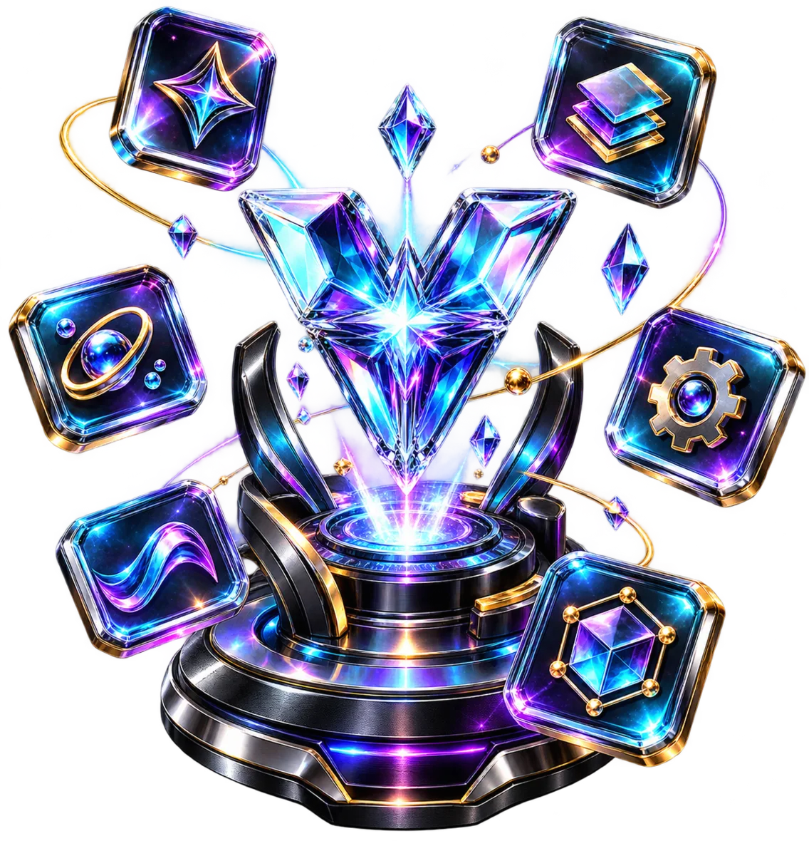 Composição tridimensional da VOLYNX Icons Store